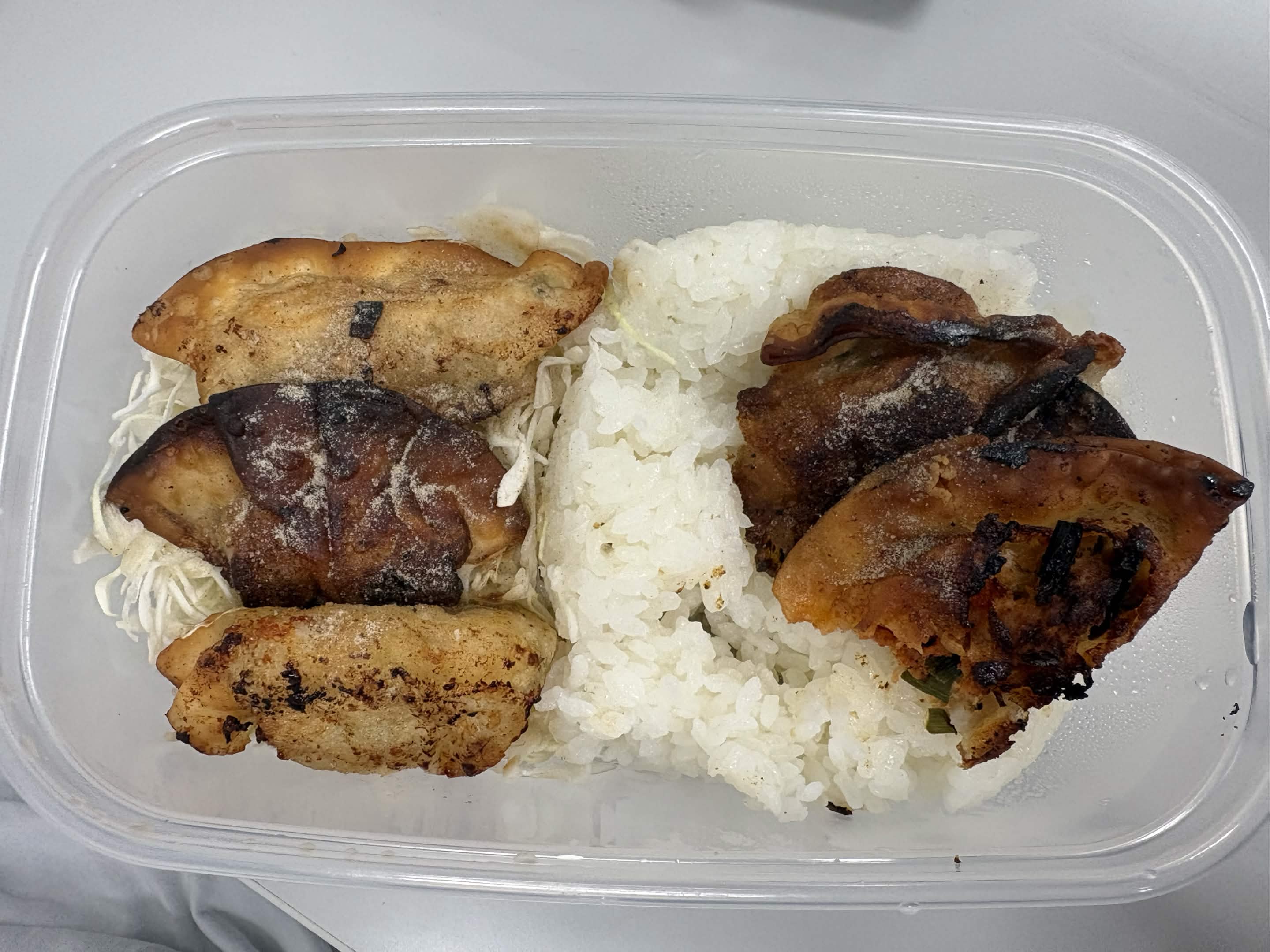 揚げ餃子with千切りキャベツ